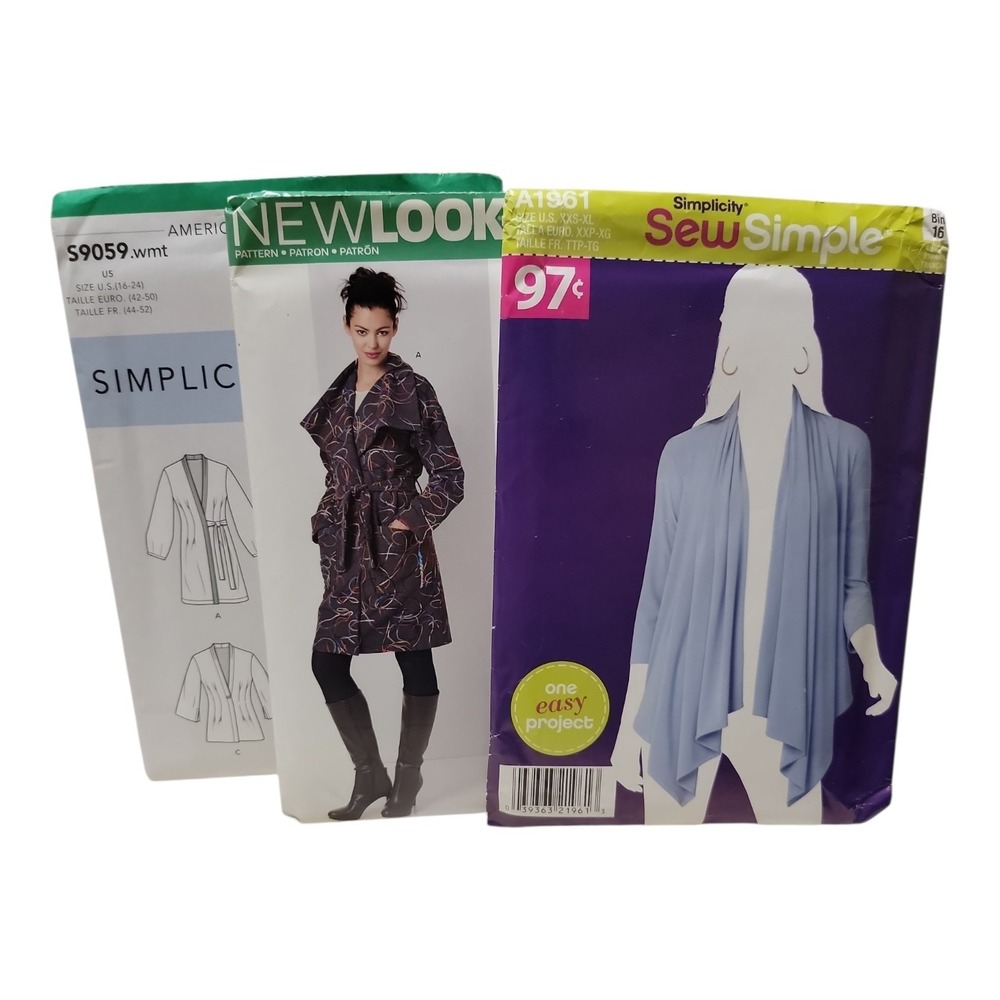 Lot 3 Womens Jacket Cardigan Sewing Patterns Simplicity A1961 S9059 New Look